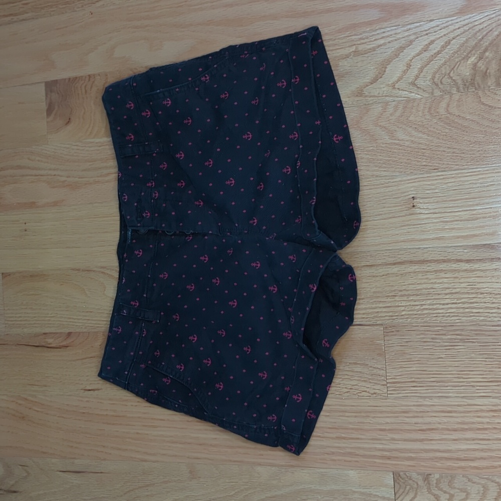 Superdry black shorts with red anchor pattern